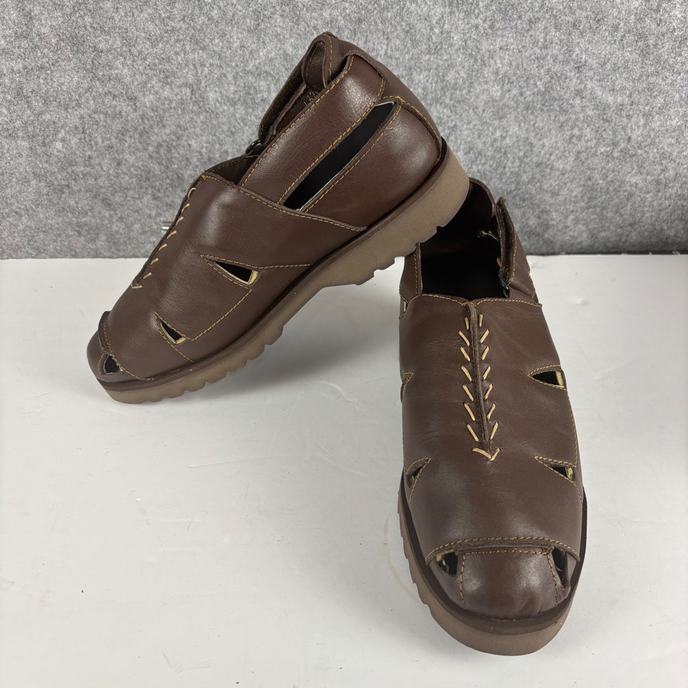 Unbranded Fisherman Sandals Mens 10 Brown Leather Closed Toe Hook Loop Mexico